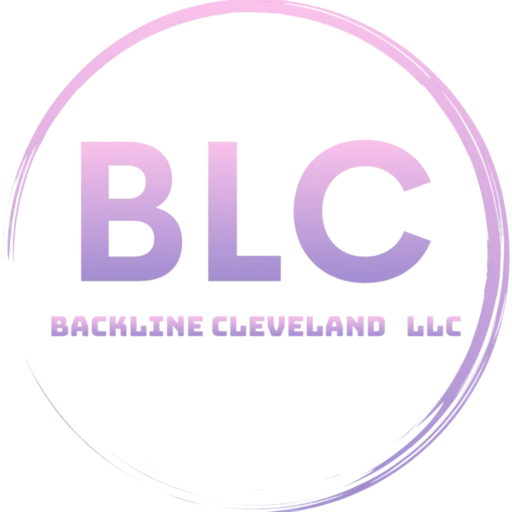 BLC logo in pink and purple gradient with circular border.