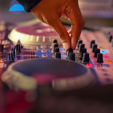 Music mixing with DJ equipment