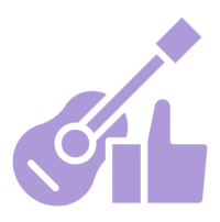 Illustration of a guitar and an amplifier in purple tones.